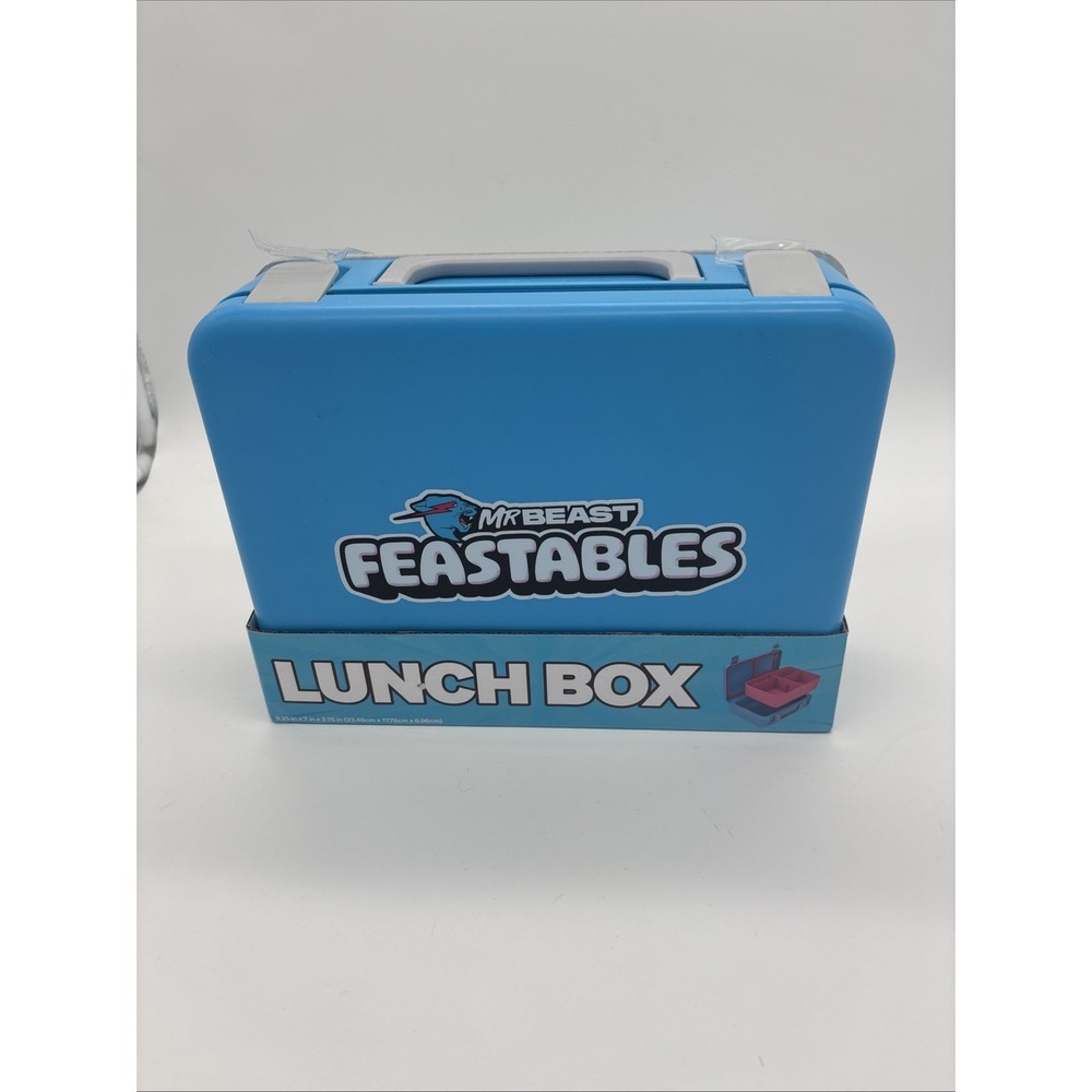 Mrbeast Festival's Blue Plastic Lunchbox. Blue With Pink Inside  9‎ "X 7". New